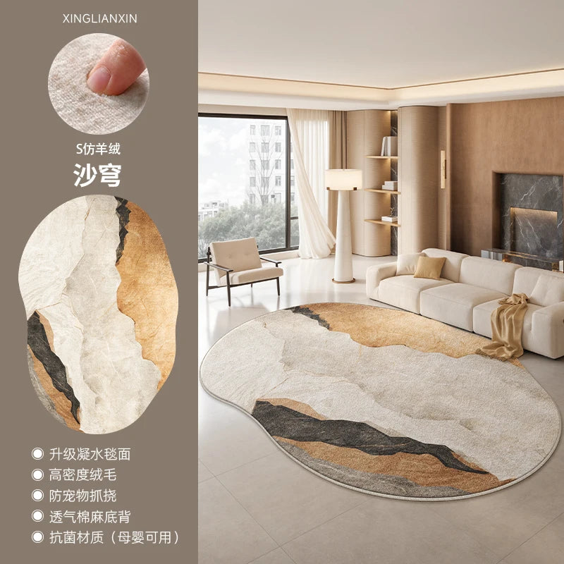 Navak Carpet Light Luxury Bedroom Decor Marble Carpet Irregular Shape Carpets for Living Room Fluffy Soft Plush Rug Home Non-slip Floor Mat