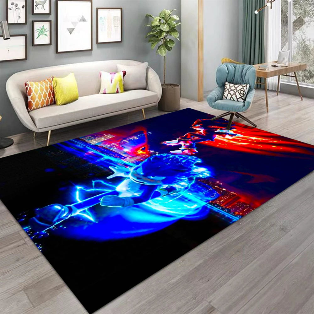Navak Carpet Daily Picks S-Soni-c Themed Floor Mat Soft Play Rug for Kids Bedroom Living Room Decor Game Room Carpet Bedside Rug Christmas Gift