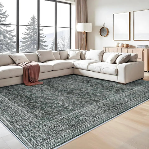 Navak Carpet Washable Oriental Area Rug  Rugs for Living Room Soft Carpet for Bedroom Waterproof Floral Distressed Indoor Stain