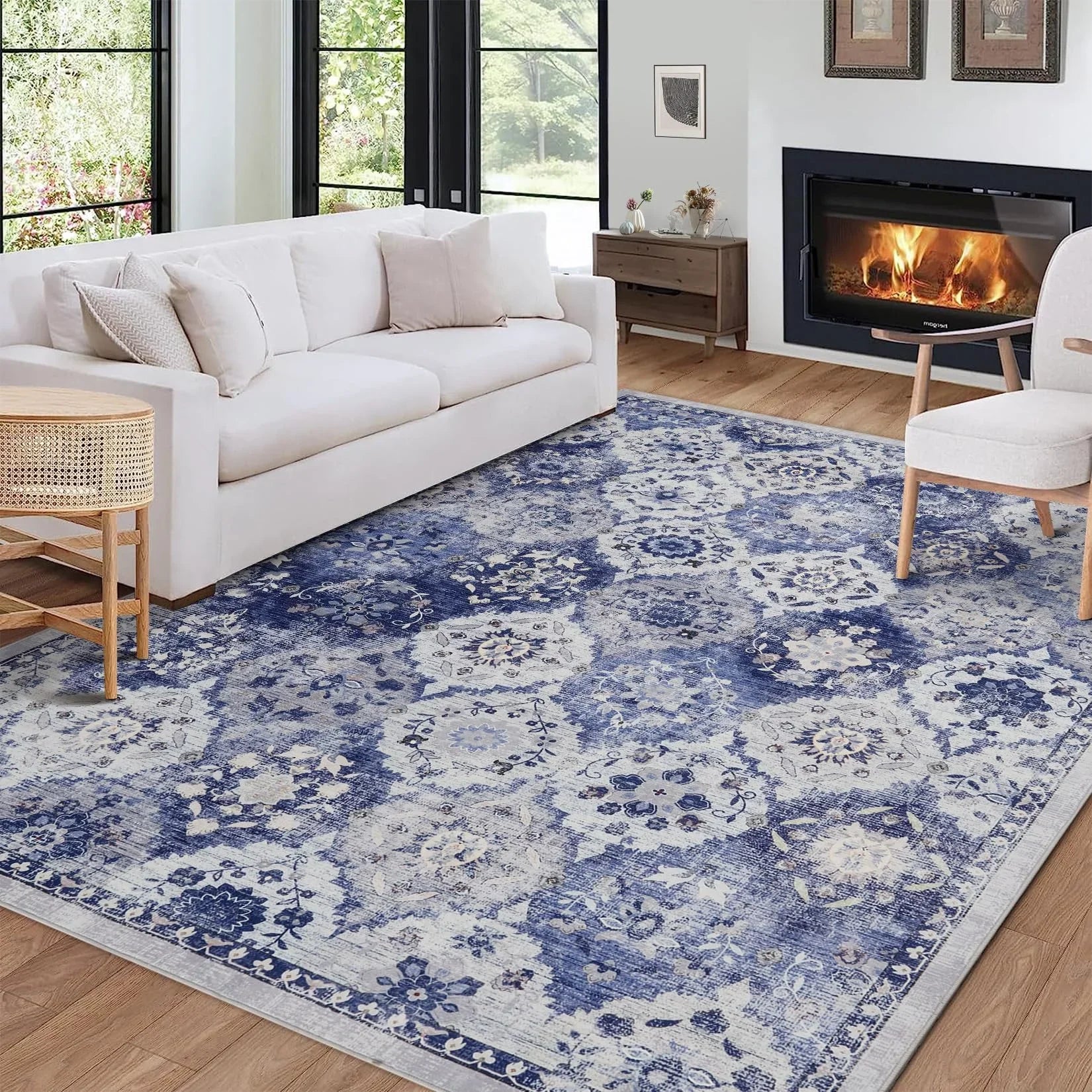 Navak Carpet Large Vintage Persian Area Rug - Machine Washable Rectangle Soft Rugs for Living Room, Bedroom, Kitchen, Office Anti-Slip Non Sh