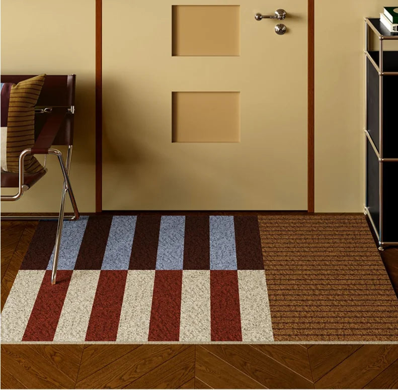 Navak Carpet PVC Grids Floor Anti Slip Pad Aesthetic Home Room Decor Geometric Bathroom Mat Soft Rug Bedroom Carpet Doormat