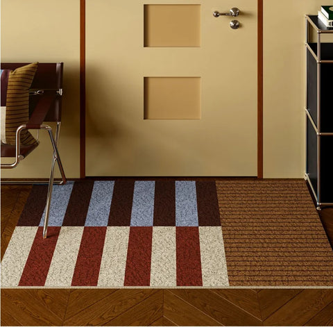Navak Carpet PVC Grids Floor Anti Slip Pad Aesthetic Home Room Decor Geometric Bathroom Mat Soft Rug Bedroom Carpet Doormat