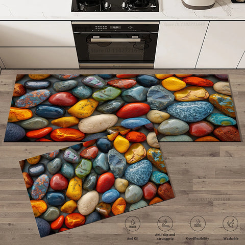 Navak Carpet High Quality Floor Mats Absorbent Non-Slip Kitchen Entrance Doormat Pebble Rug Carpet Waterproof Washable Living Room Stones Mat