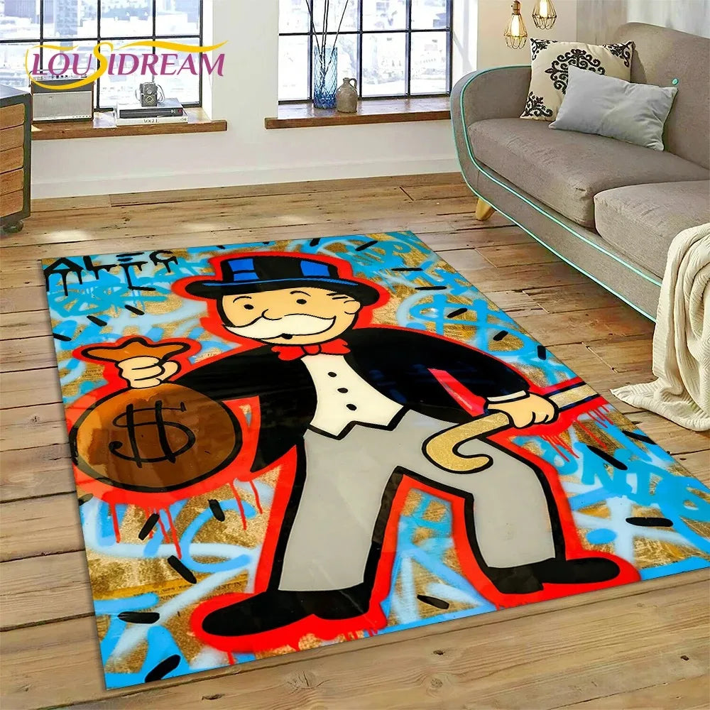 Navak Carpet Game Dollar Monopoly Cartoon Carpet Cute Money Rug For Living Room Bedroom Home Bathroom Floor Mat Non-slip Decoration Sofa