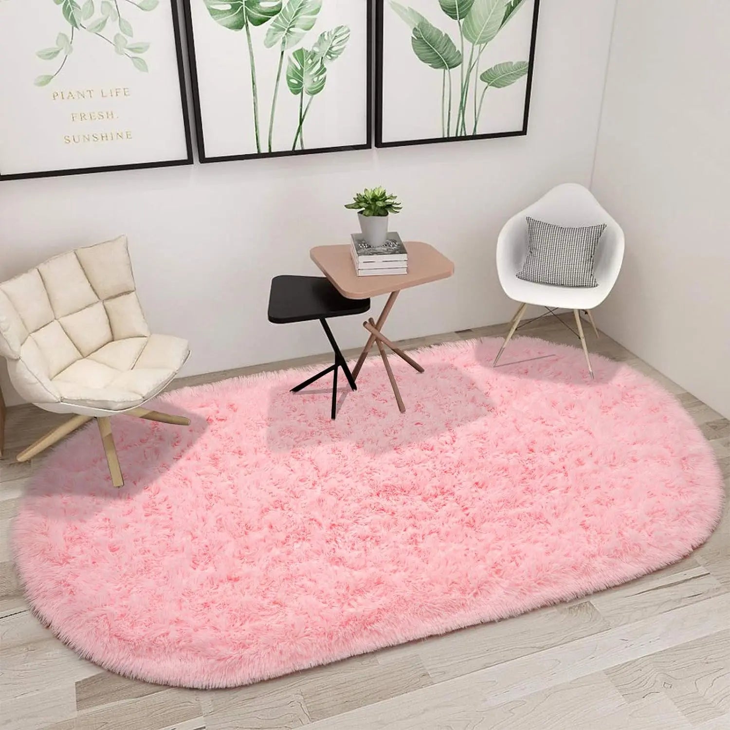 Navak Carpet Oval Fluffy Ultra Soft Area Rugs for Bedroom Plush Shaggy Carpet for Kids Room Bedside Nursery Mats, 2.6 x 5.3ft
