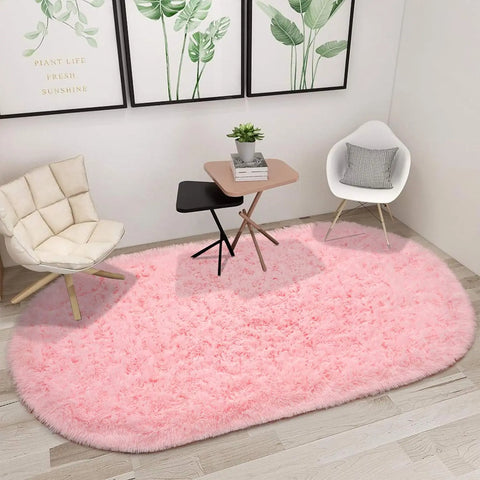 Navak Carpet Oval Fluffy Ultra Soft Area Rugs for Bedroom Plush Shaggy Carpet for Kids Room Bedside Nursery Mats, 2.6 x 5.3ft