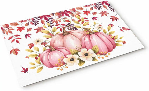 Navak Carpet Fall Pink Pumpkins Flowers Leaves Welcome Doormats Decor Kitchen Corridor Balcony Rugs Bedroom Beside Foot Mat Non-Slip Floormat
