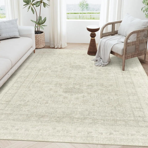 Navak Carpet zesthomeArea Rugs - Ultra-Thin Washble Rug, Stain Resistant Anti Slip Backing Rugs for Living Room,Bedroom, Vintage Home De