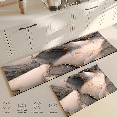 Navak Carpet Entrance Doormat Kitchen Carpet Bedroom Floor Balcony Decoration Long Rug Home Bath Door Hallway Anti-Slip Foot Mat Marble Rug