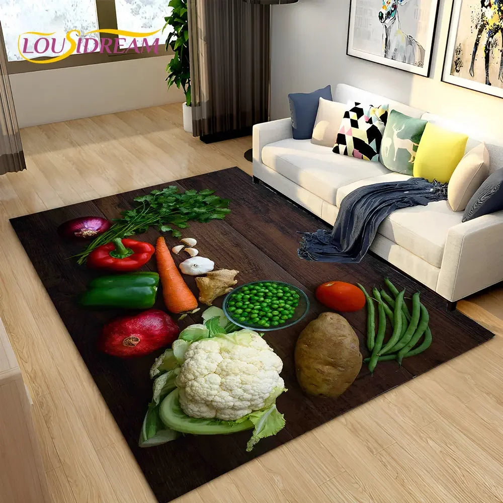 Navak Carpet Vegetable Grains Spice Fruit Seasoning Area Rug,Carpet Rug for Living Room Bedroom Sofa Doormat Kitchen Decor,Non-slip Floor Mat
