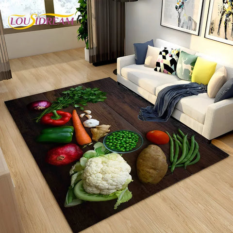 Navak Carpet Vegetable Grains Spice Fruit Seasoning Area Rug,Carpet Rug for Living Room Bedroom Sofa Doormat Kitchen Decor,Non-slip Floor Mat