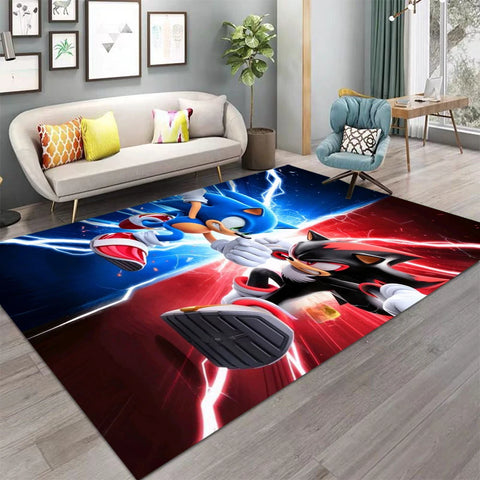 Navak Carpet Daily Picks S-Soni-c Themed Floor Mat Soft Play Rug for Kids Bedroom Living Room Decor Game Room Carpet Bedside Rug Christmas Gift
