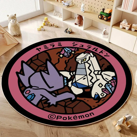 Navak Carpet Daily Picks Disney Anime Cartoon Pokemonzd Round Floor Mat Living Room Bedroom Rugs Cute Child Non-Slip Washable Carpet Home Decor