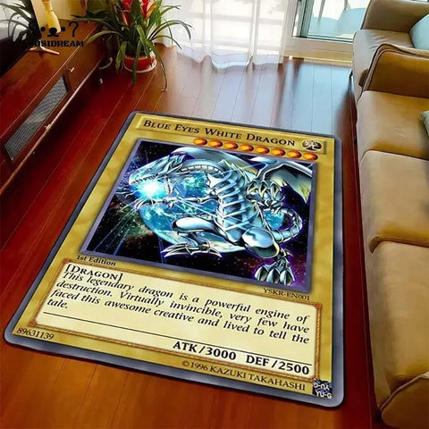 Navak Carpet Yu-Gi-Oh Blue Eyes White Dragon Anime Carpet Cartoon Floor Mat for Living Room and Bedroom Decorative Area Rug Perfect Gift