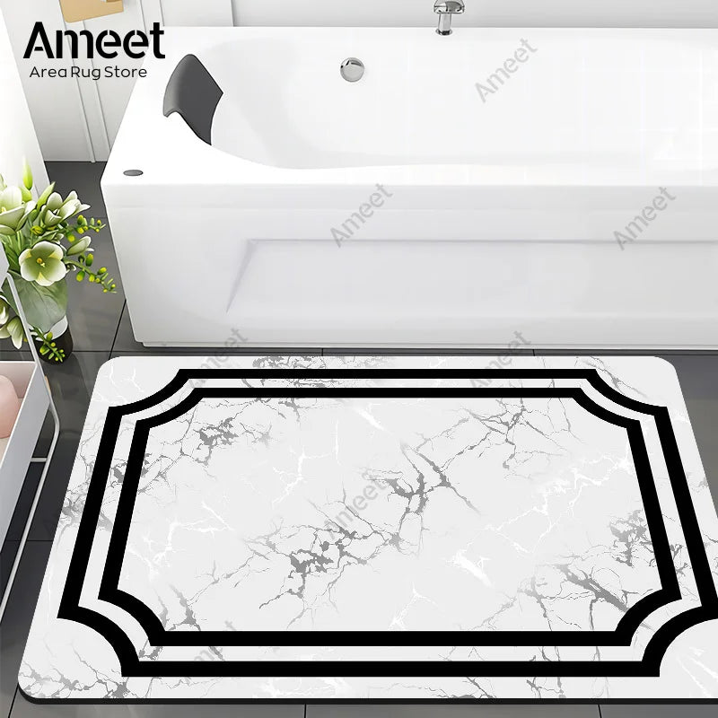 Navak Carpet Super Absorbent Floor Bath Mat Bathroom Shower Anti-slip Carpet Quick Dry Rubber Door Mat Nordic Luxury Marble Rug Home Decor