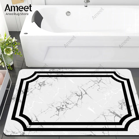 Navak Carpet Super Absorbent Floor Bath Mat Bathroom Shower Anti-slip Carpet Quick Dry Rubber Door Mat Nordic Luxury Marble Rug Home Decor