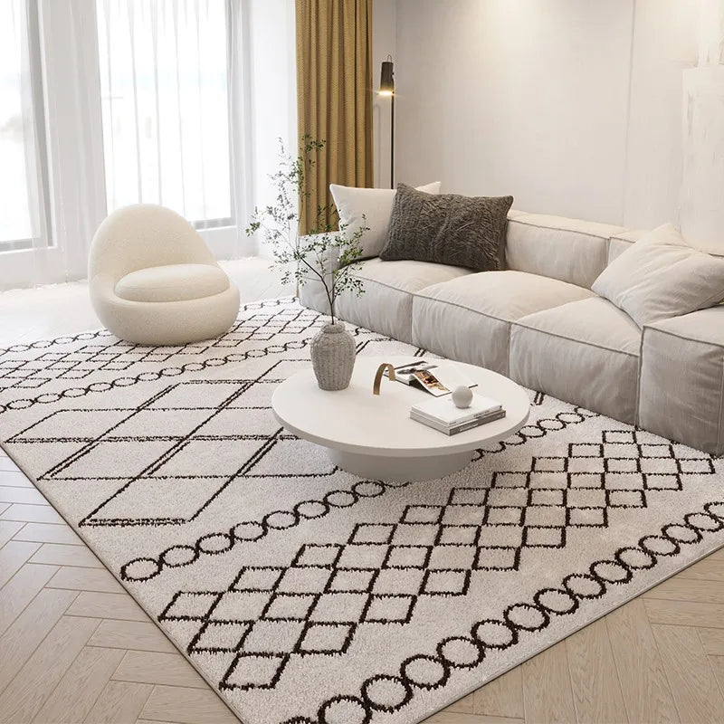 Navak Carpet Nordic Style Living Room Decoration Plush Carpet Abstract Art Design Rugs for Bedroom Simple Line Soft Rug Home Thick Floor Mat