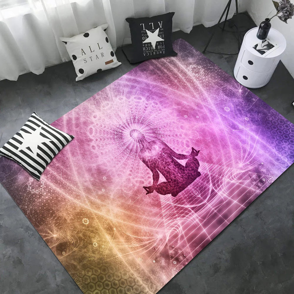 Navak Carpet Rainbow 7 Chakra Mandala Bohemia Yoga Door Mat Washable Non-Slip Living Room Sofa Chairs Area Mat Kitchen Welcome Doormat