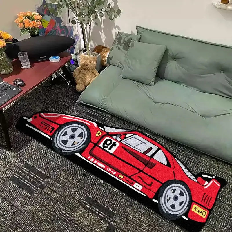 Navak Carpet Exclusive Picks Cool Racing Car Carpet Insulated and Warm Bedroom Decorative Bedside Rug Corridor Hallway Wardrobe Mat Home Decor