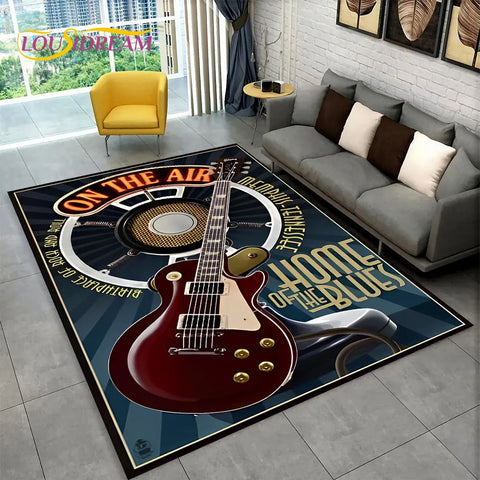Navak Carpet Classical Guitar Electric Guitar Bass Area Rug,Carpet Rug for Living Room Bedroom Sofa Doormat Decor,Kid Game Non-slip Floor Mat