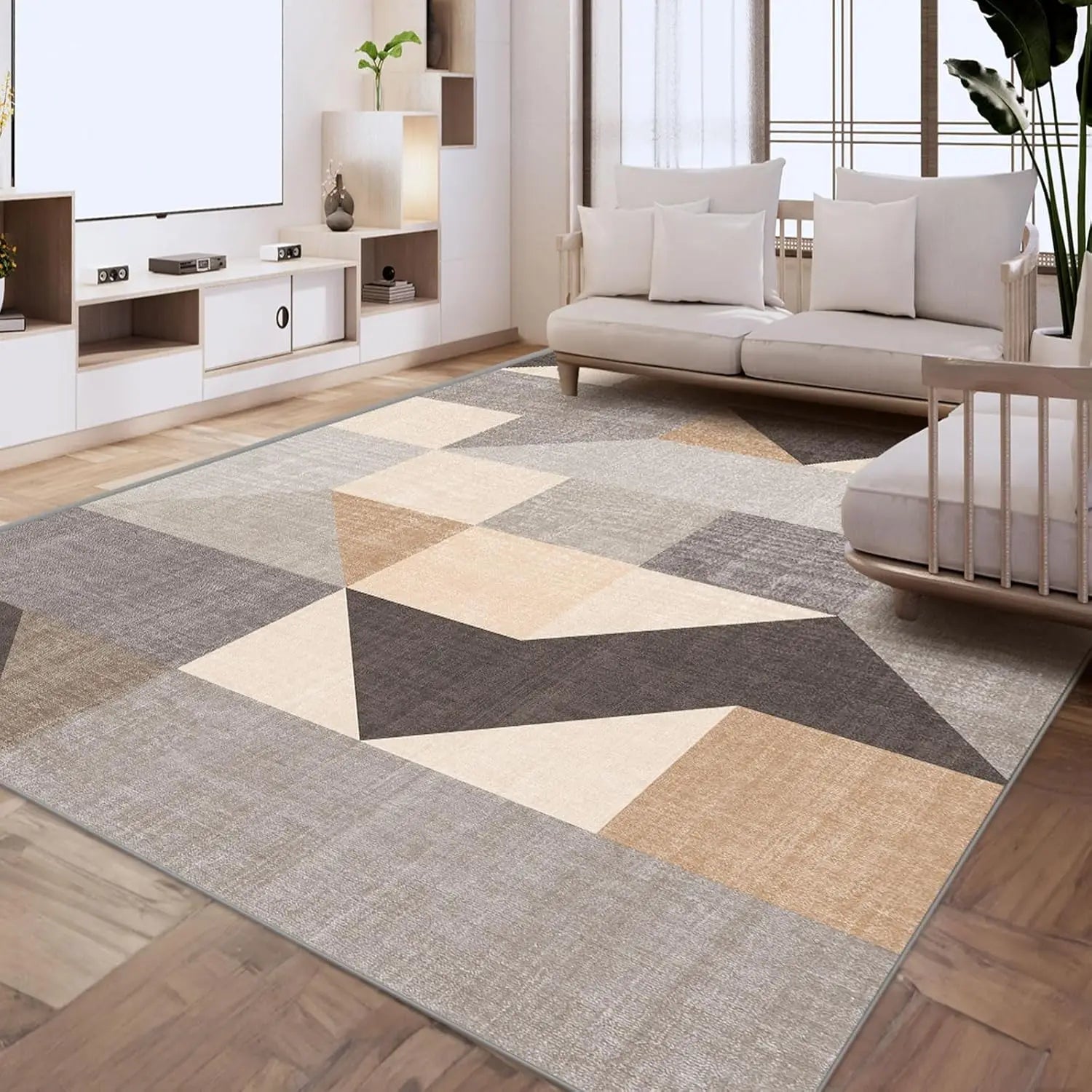 Navak Carpet HOMFINE Washable Modern Area Rug - Geometric Stylefor Living Room, Bedroom, Machine Washable Rug Soft Non Slip Non She