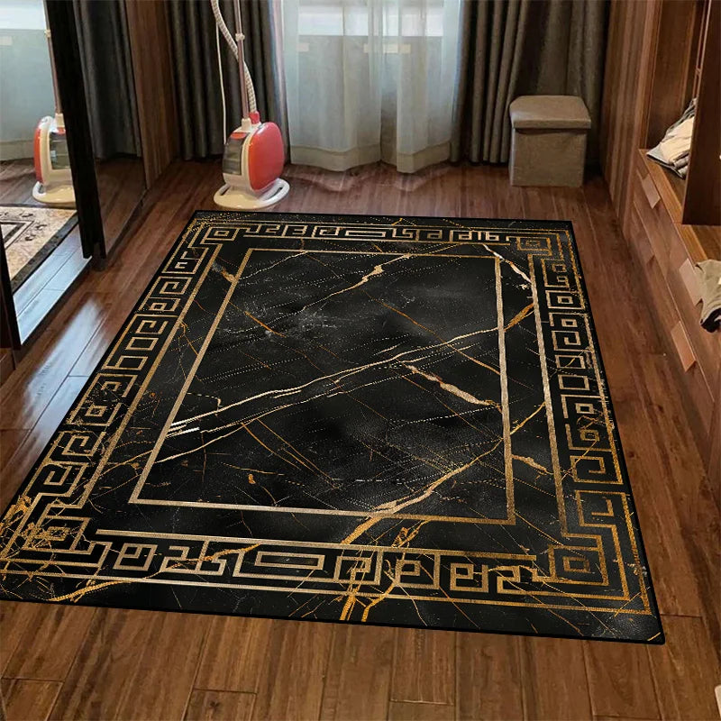 Navak Carpet Retro Luxury Black Washable CARPET FOR LIVE ROOM Oriental Chinese Style Soft Non-slip Rug Bedroom Flannel Mat for Children Room