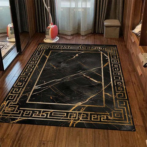 Navak Carpet Retro Luxury Black Washable CARPET FOR LIVE ROOM Oriental Chinese Style Soft Non-slip Rug Bedroom Flannel Mat for Children Room