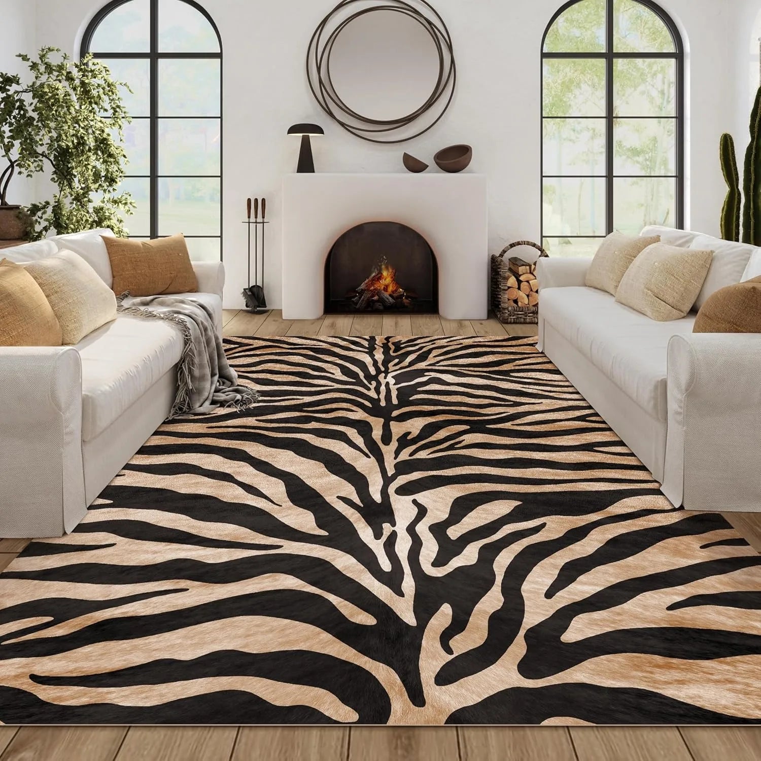 Navak Carpet Living Room Carpet Large Size Bedroom Bedside Floor Mat Machine Washable Carpets Cheetah Leopard Print Retro Home Decoration Rug