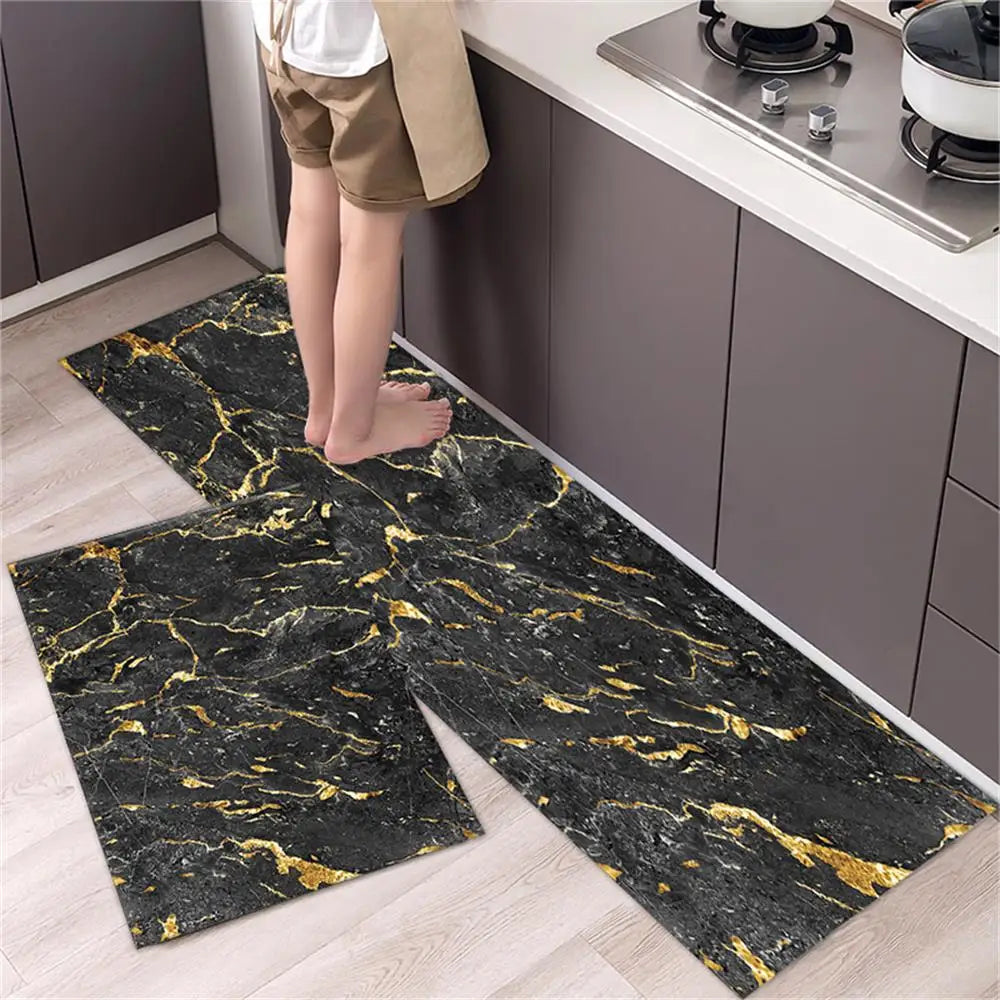 Navak Carpet Marble Pattern Kitchen Floor Mats Non-Slip Doormat for Home Decorative Entrance Rug Modern Simple Style Washable Alfombra Rugs