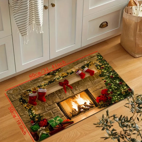 Navak Carpet Christmas Kitchen Bathroom Non-Slip Floor Mat Living Room Balcony Hallway Entrance Rug Bedroom Bedside Foot Mat Mas Home Decor