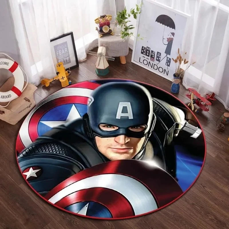 Navak Carpet Daily Picks DISNEY Marvel The Avengers Round Carpet Anime Rug Non-Slip Play Mat Cute Floor Rugs For Living Room Bedroom Kids Mats