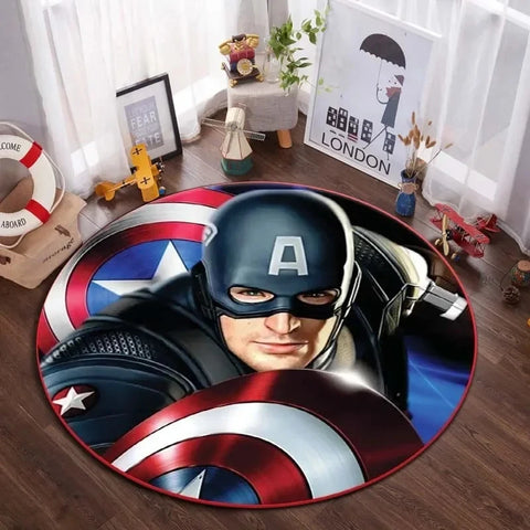 Navak Carpet Daily Picks DISNEY Marvel The Avengers Round Carpet Anime Rug Non-Slip Play Mat Cute Floor Rugs For Living Room Bedroom Kids Mats