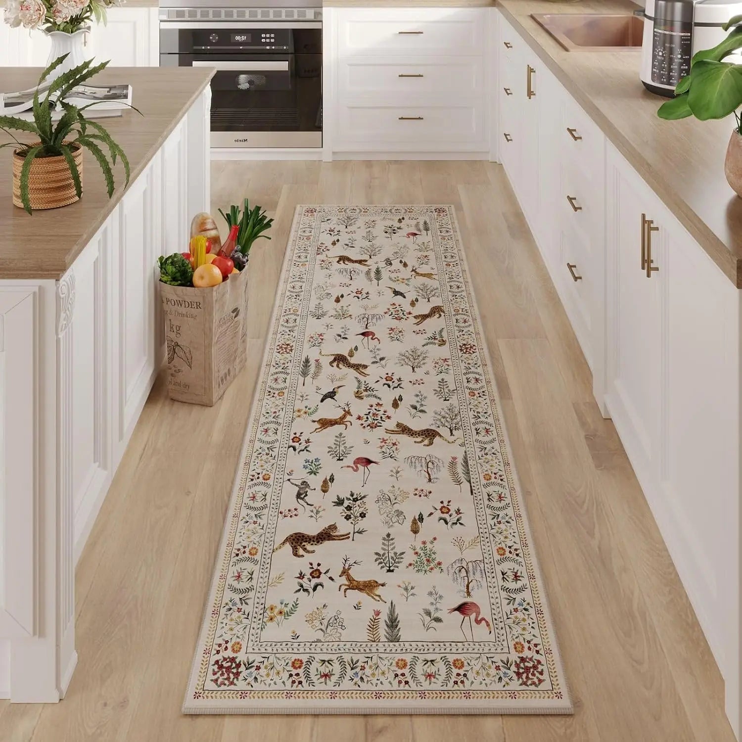 Navak Carpet Exclusive Picks Runner Rug for Kitchen Non Slip Washable Rugs with Rubber Backing Soft Floral Animal Carpet Runner for Kitchen Home Decor