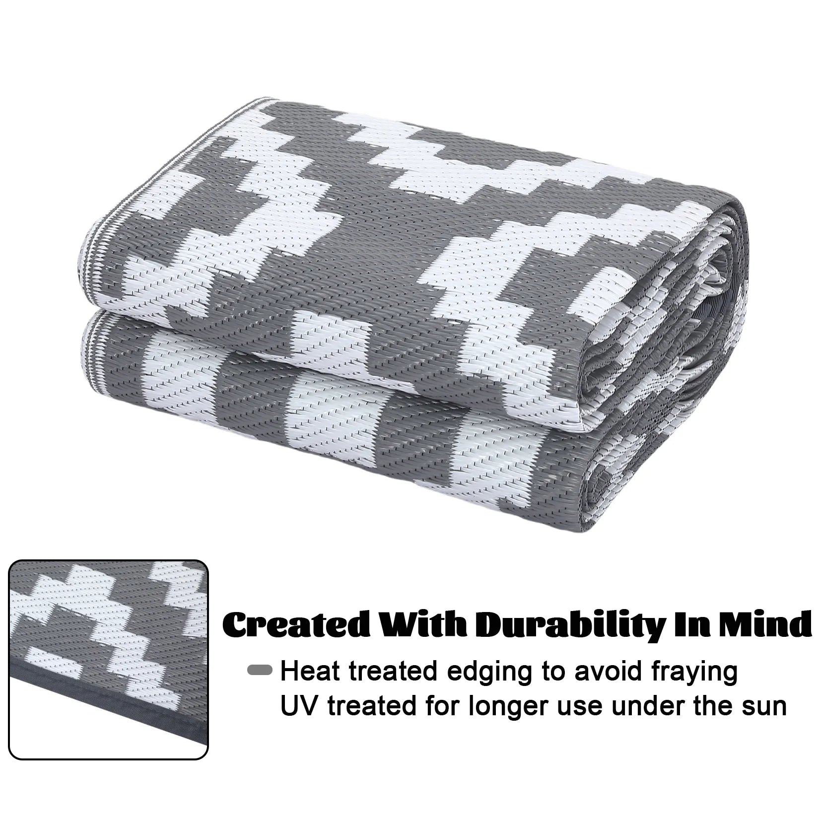 Navak Carpet Outdoor Rug Plastic Straw Rug Modern Geometric Waterproof Rug Reversible Outdoor Floor Mat for Patio Porch Backyard Picnic Campi