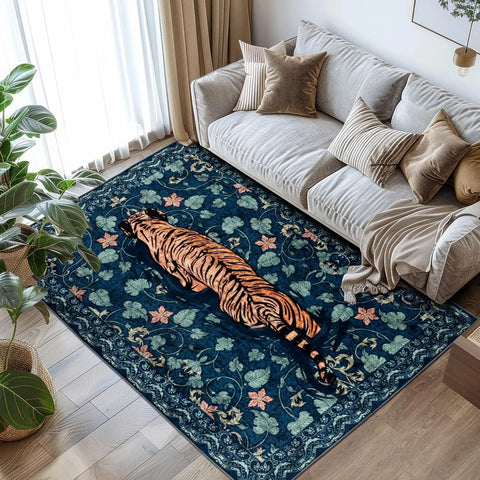 Navak Carpet Nordic Style Living Room Carpet Blue Tiger Print Bedroom Rugs Large Area Machine Washable Non-slip Coffee Table Mats Alfombra 러그