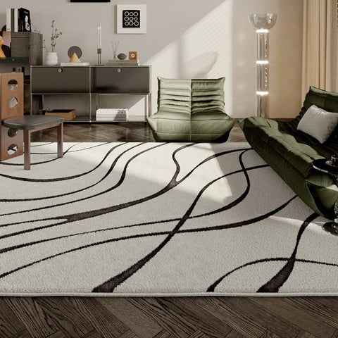 Navak Carpet French Simple Living Room Carpet Modern Light Luxury Plush Anti-slip Coffee Table Rug Home Decor Lines Bedroom Soft Floor Mat 러그