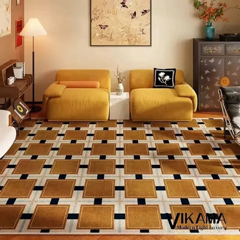 Navak Carpet Exclusive Picks Loop-Pile Carpet Light Luxurious Plaid Living Room Mat Bedroom Carpet Sofa Large Rug Non-Slip Washable Home Decor