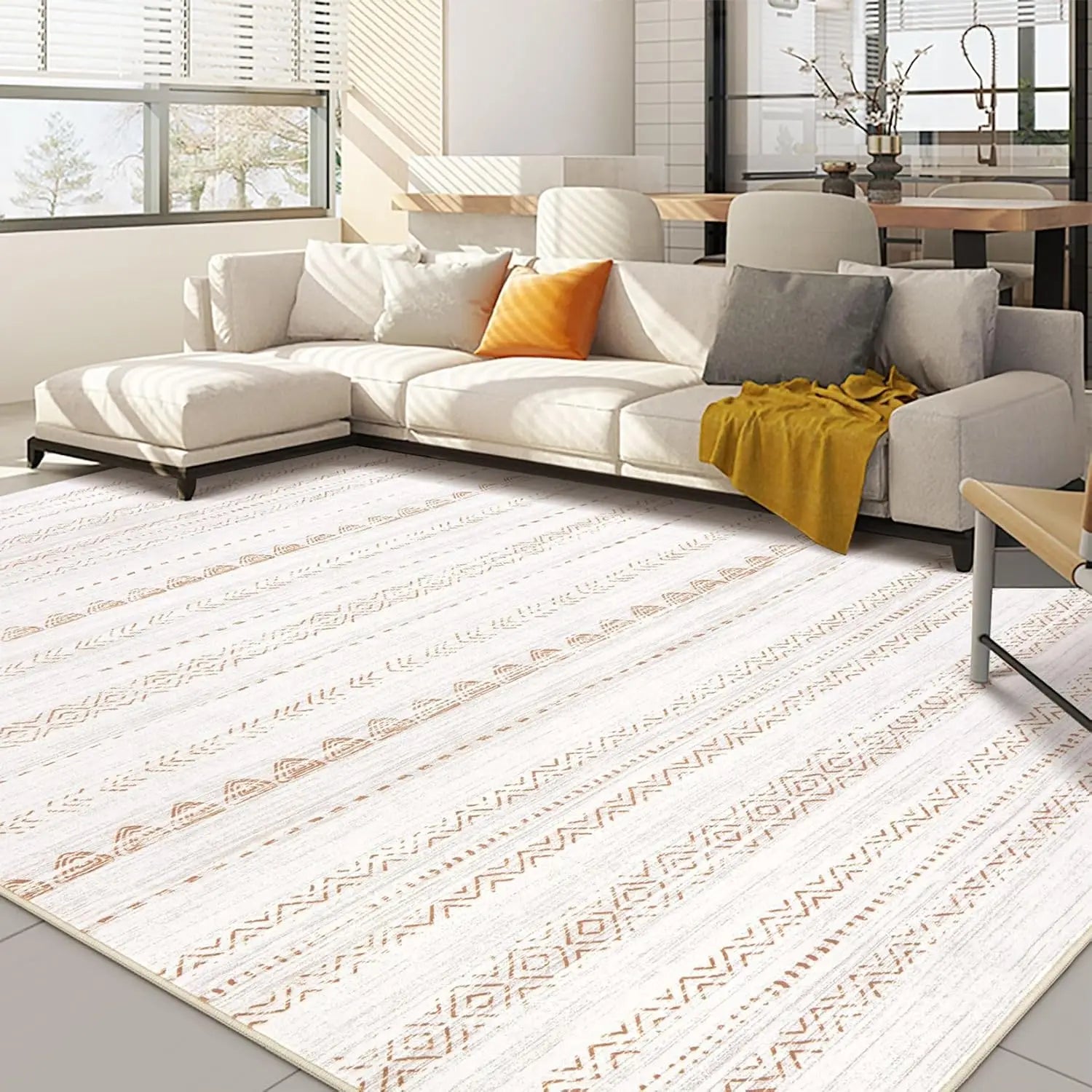 Navak Carpet Bohemian Carpet Moroccan Farmhouse Neutral Wind Anti Pollution Indoor Rug Home Bedroom Dining Table Office Room Decoration Mat