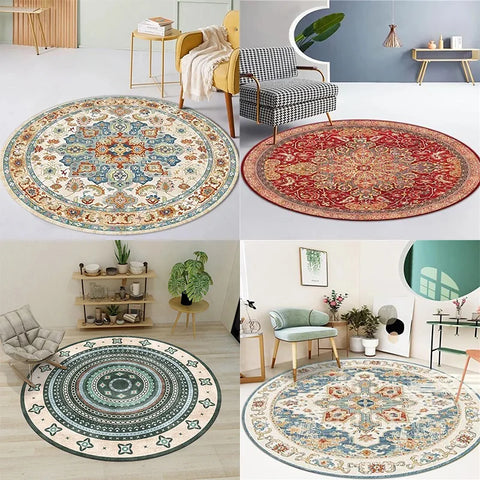 Navak Carpet Moroccan Ethnic Round Carpet, Rocking Chair Mat For Bedroom & Living Room