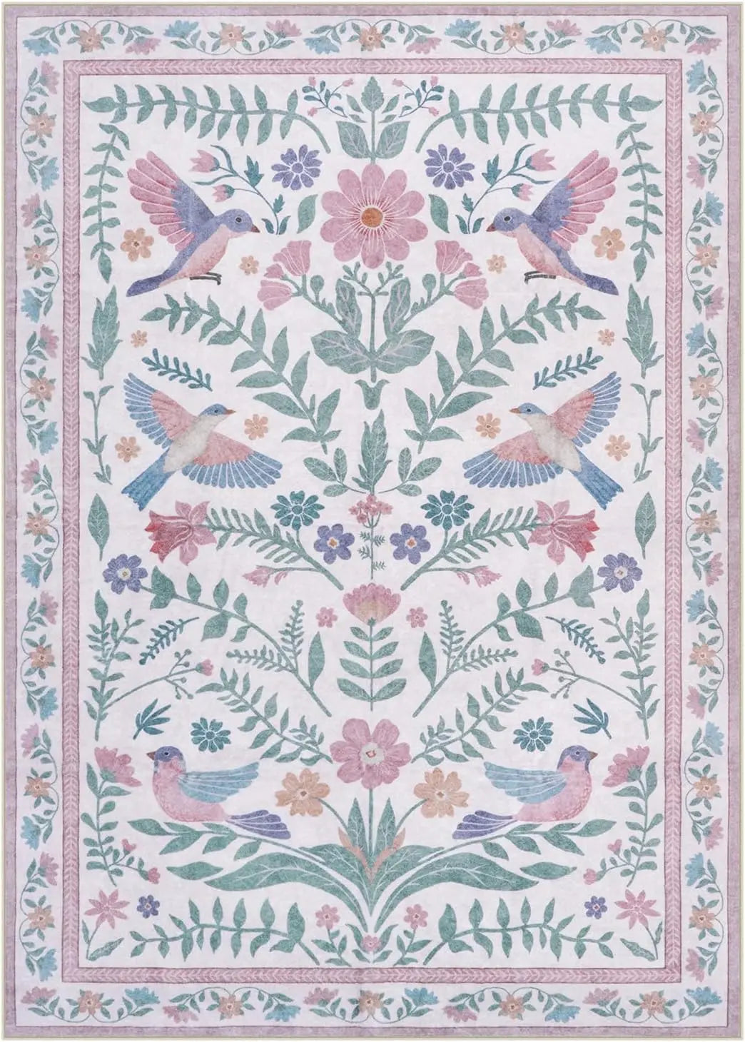 Navak Carpet Elegant Boho Purple Floral Bird-printed Carpet HOME Decor Living Room Sofa Rug Bedroom Bedside Soft Rug Kitchen Dining Floormat