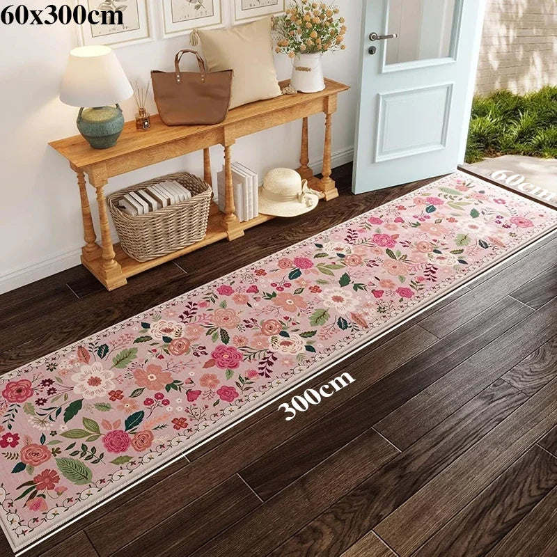 Navak Carpet Hallway Carpet Runway Long Rug Machine Washable Folding Non-slip Floor Mat Spring Flower Home Decoration Rugs for Living Room