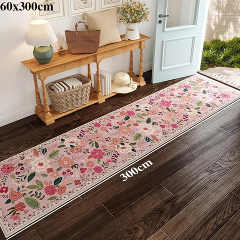 Navak Carpet Hallway Carpet Runway Long Rug Machine Washable Folding Non-slip Floor Mat Spring Flower Home Decoration Rugs for Living Room