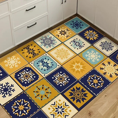 Navak Carpet Kitchen Carpet Large PVC Waterproof Rug Non-slip Floor Mat Leather Oil-proof Foot Mats American Retro Style Home Decoration Rugs