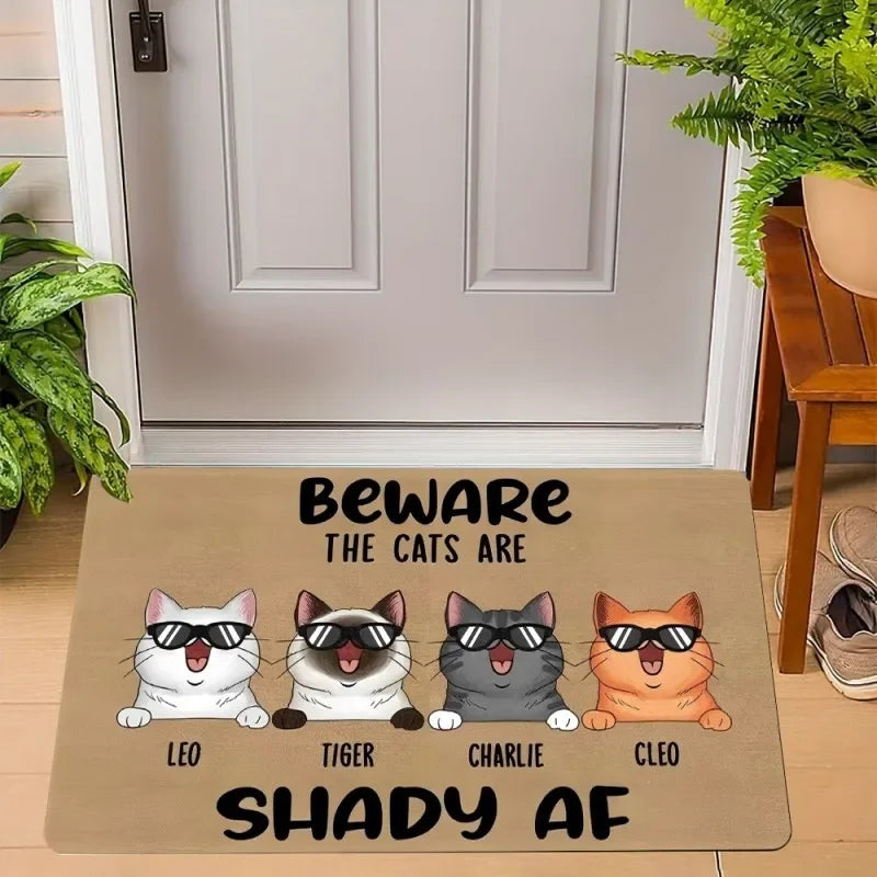 Navak Carpet Cute Cats Print Welcome Doormat Non-Slip Machine Washable Carpet for Living Room Bedroom Bathroom Kitchen and Laundry Rug