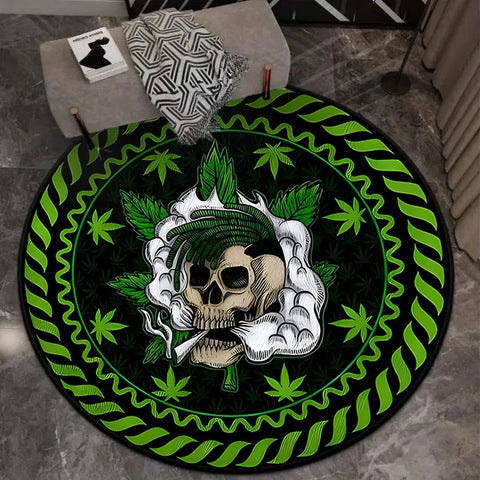 Navak Carpet Gothic Architecture Skull Carpet Round Living Room Home Floor Mat Halloween Festival Decoration Mat Blanket Home Decoration Gift
