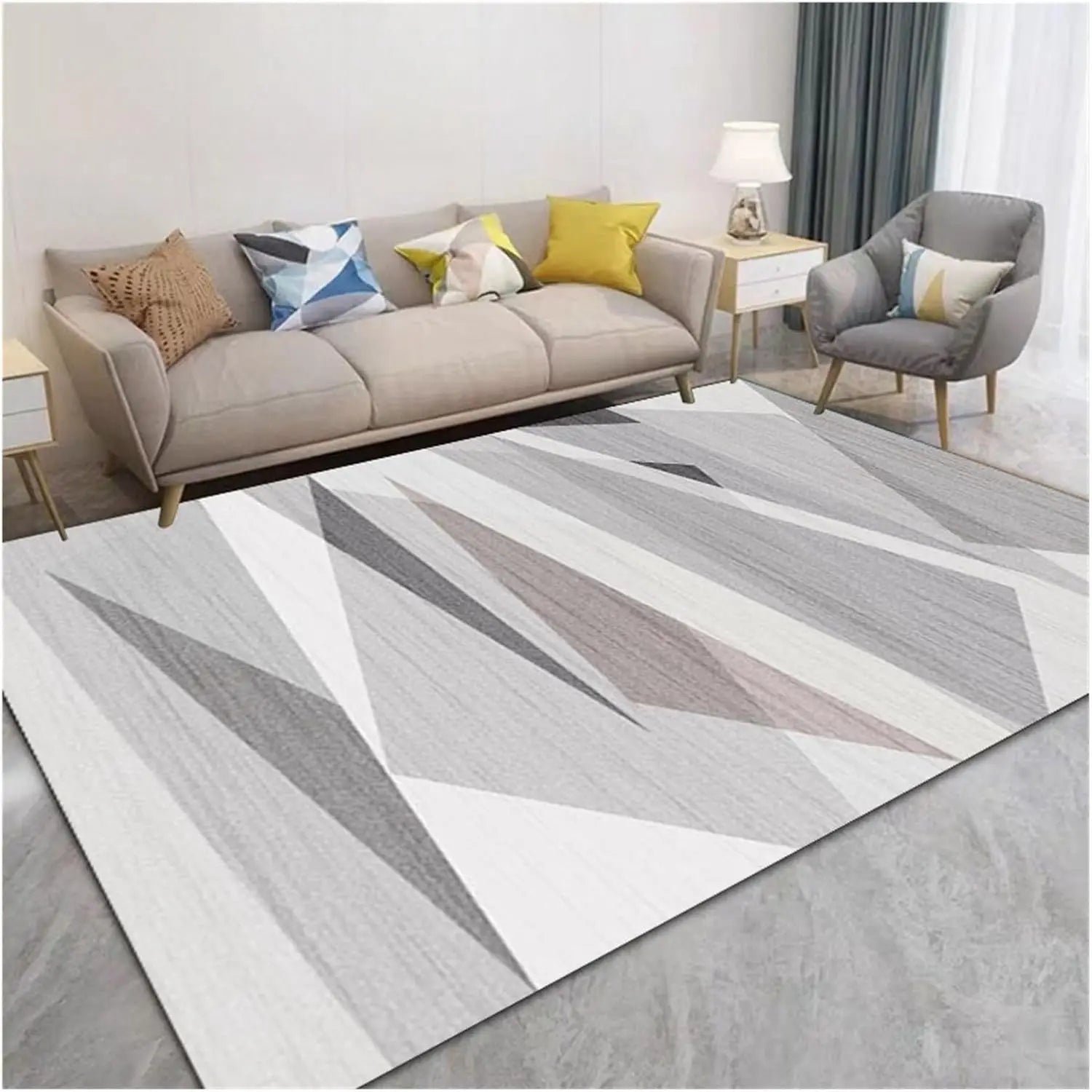 Navak Carpet Exclusive Picks Nordic Geometric Luxury Loop Pile Rug - Washable Mat for Hall, Airbnb, Bedroom, Office, Home Decor