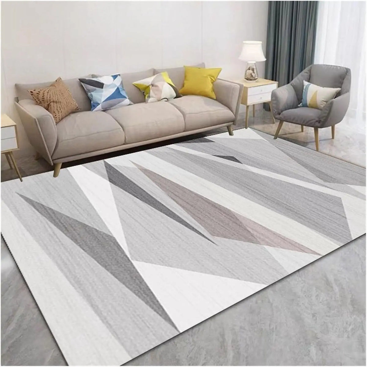 Navak Carpet Exclusive Picks Nordic Geometric Luxury Loop Pile Rug - Washable Mat for Hall, Airbnb, Bedroom, Office, Home Decor