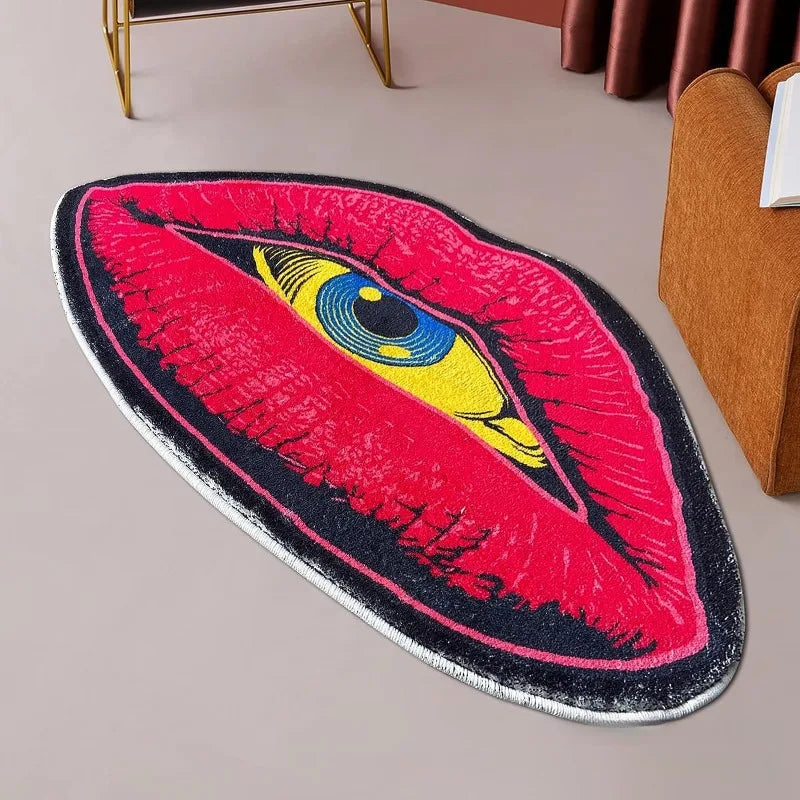 Navak Carpet Red Lip Devil Eye Carpet High-quality Plush Non-Slip Carpet Bathroom Fluffy Thickening Mat Bedroom Living Room Decoration Rug