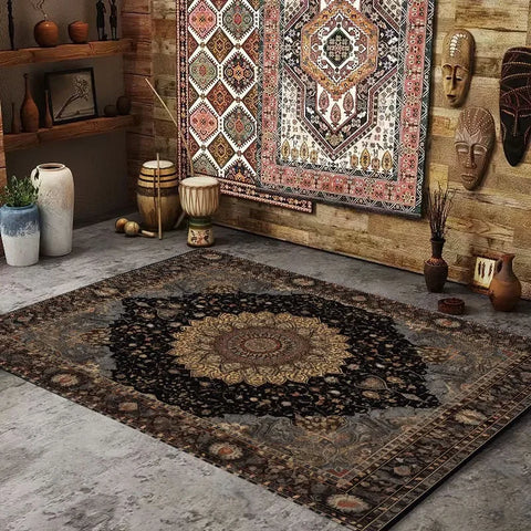 Navak Carpet Persian American Retro Carpet Large Area Living Room Decoration Home Ethnic Style Bedroom Rug Cloakroom Lounge Soft Mat Washable