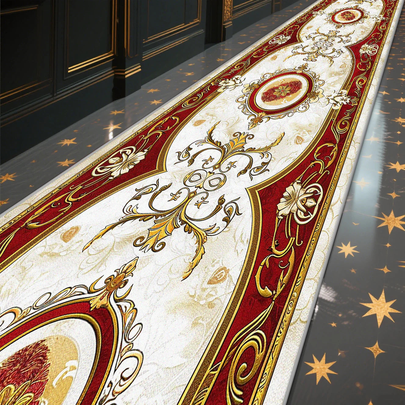 Navak CarpetLuxury Marble Corridor Carpet Hotel Hallway Runner Decoration Rugs Living Room Aisle Washable Non-slip Floor Mat Customizable